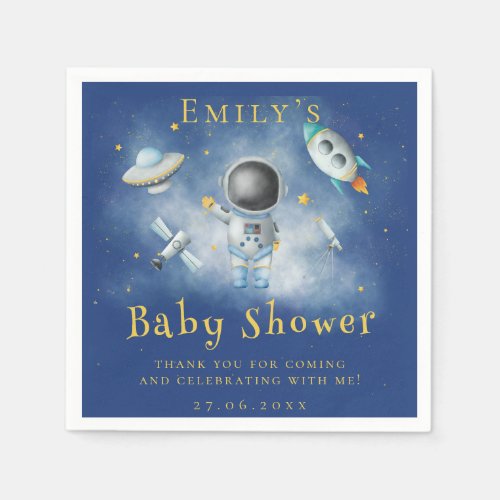 Space baby Astronaut Boy rockets star Baby Shower  Napkins