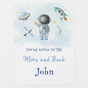 Space baby Astronaut Boy rockets ufo stars Nursery Blanket