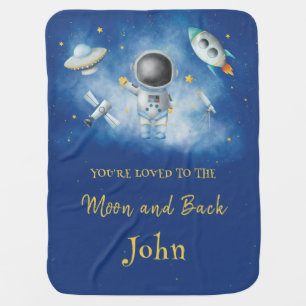 Space baby Astronaut Boy rockets ufo stars Nursery Blanket