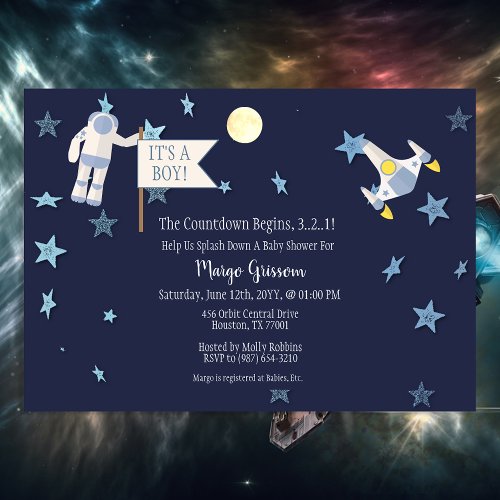 Space Baby Countdown Baby Shower Invitation