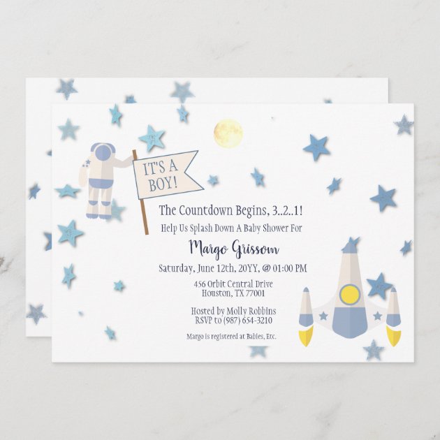 Space Baby Countdown Baby Shower White Invitation Zazzle