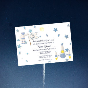 Space Baby Countdown Baby Shower   White Invitation