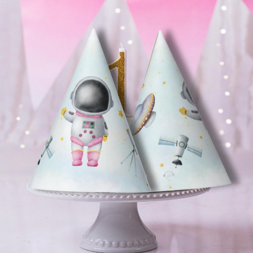 Space baby girl Astronaut rocket ufo star Birthday Party Hat