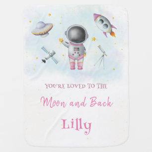 Space baby girl Astronaut rocket ufo stars Nursery Blanket