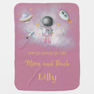 Space baby girl Astronaut rocket ufo stars Nursery Blanket
