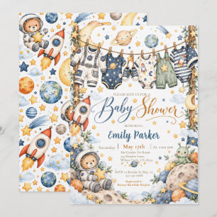 Space Baby Shower Astronaut Adventure Invitation