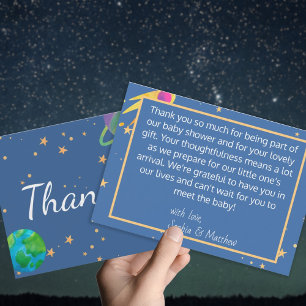 Space Baby Shower, Cosmic Cutie, Gender Neutral Thank You Card