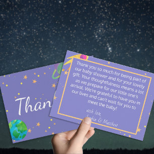 Space Baby Shower, Cosmic Cutie, Gender Neutral Thank You Card
