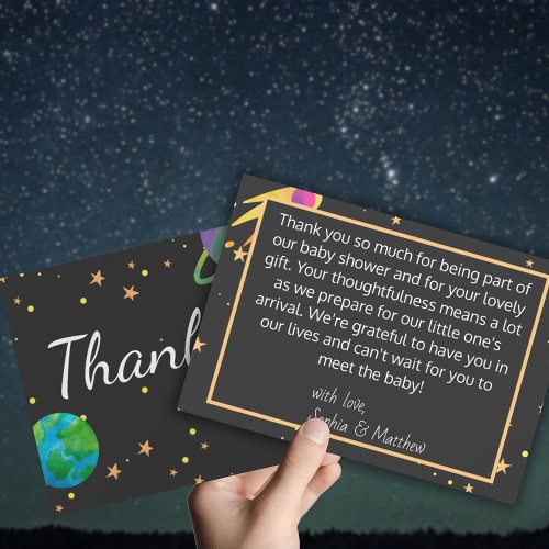 Space Baby Shower Cosmic Cutie Gender Neutral Thank You Card