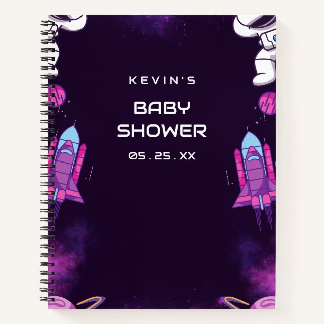 Space Baby Shower Gift List Notebook (Front)