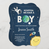 Space Baby Shower Invitation Boy Astronaut Rocket (Front/Back)