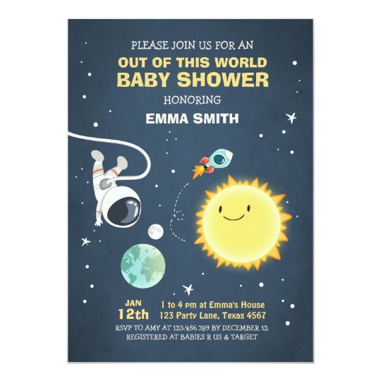 space baby shower invitation out of this world zazzle com size of normal chart paper