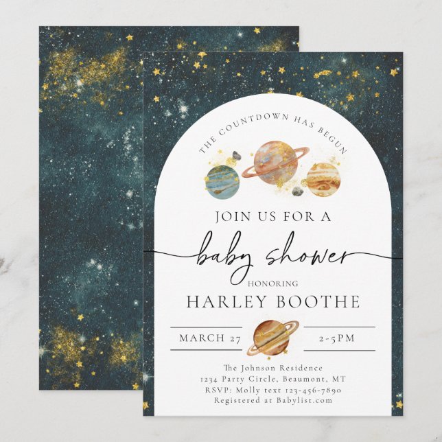 Space Baby Shower Invitation | Space Baby Shower (Front/Back)