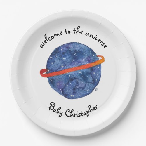 Space Baby Shower Plate Welcome to the Universe