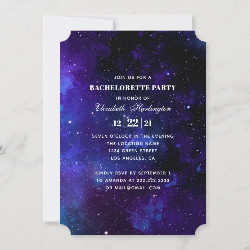 Space bachelorette party Night stars wedding Invitation