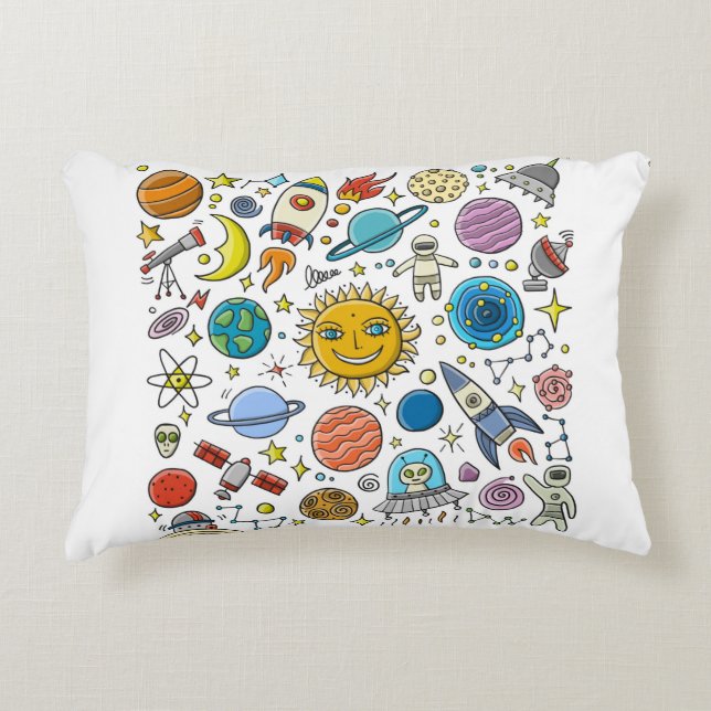 Space Background. Planets of the solar system. Roc Accent Pillow (Front)