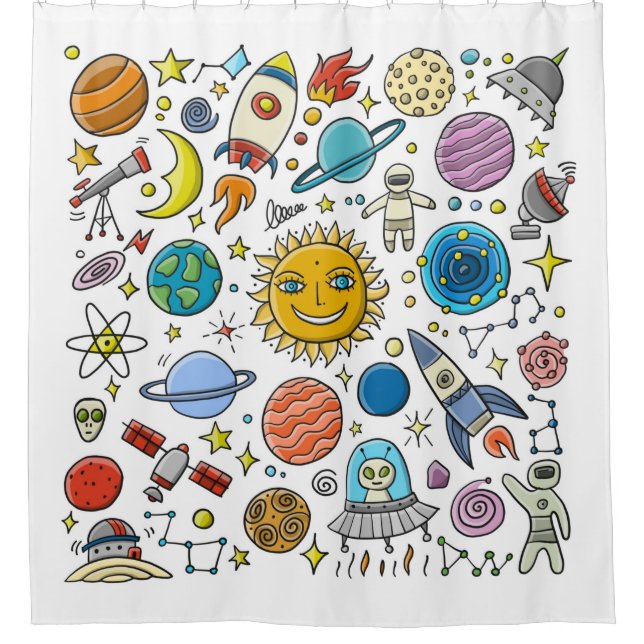 Space Background. Planets of the solar system. Roc Shower Curtain (Front)