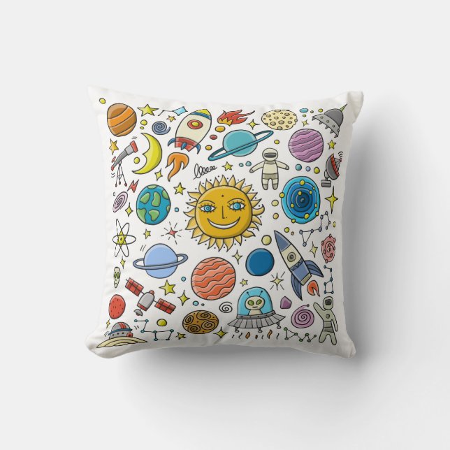 Space Background. Planets of the solar system. Roc Throw Pillow (Front)