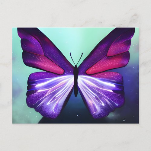 Space Background Purple Butterfly Postcard