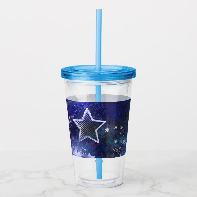 Space Background with Stars Acrylic Tumbler (Front)