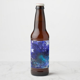 Space Background with Stars Beer Bottle Label