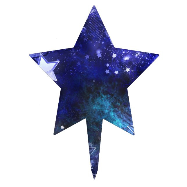 Space Background with Stars Cake Topper (Front)