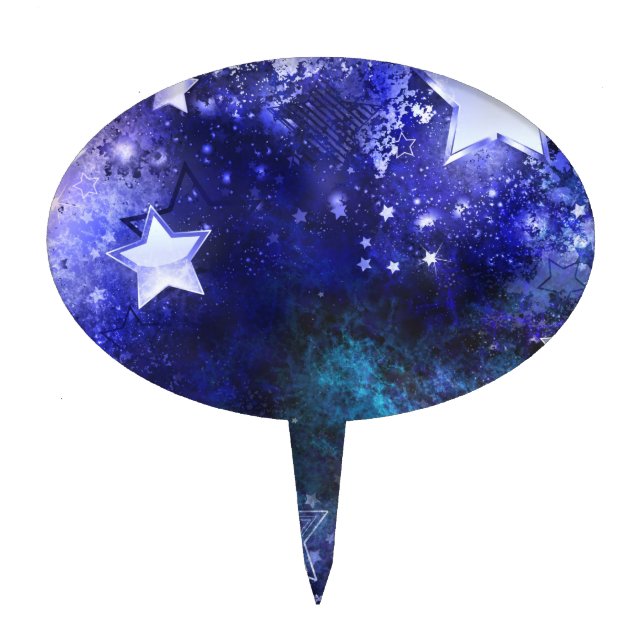 Space Background with Stars Cake Topper (Front)