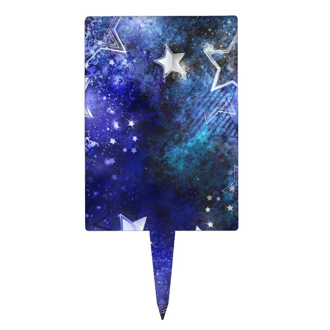Space Background with Stars Cake Topper (Front)