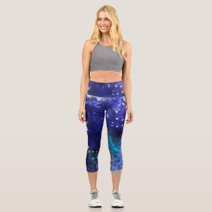 Space Background with Stars Capri Leggings