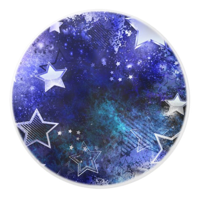 Space Background with Stars Ceramic Knob (Front)