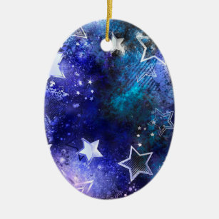 Space Background with Stars Ceramic Ornament