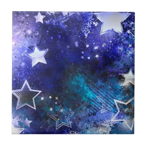 Space Background with Stars Ceramic Tile