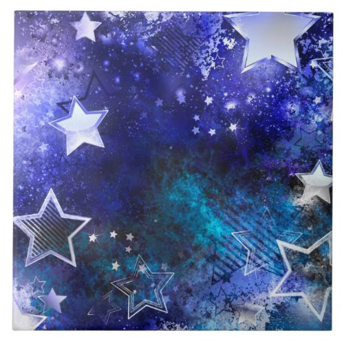 Space Background with Stars Ceramic Tile