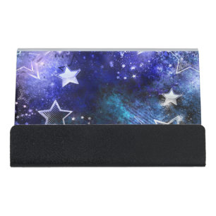 Space Background with Stars Desk Business Card Holder