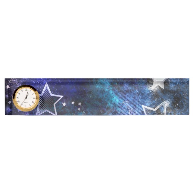 Space Background with Stars Desk Name Plate (Front)