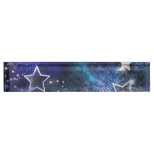 Space Background with Stars Desk Name Plate