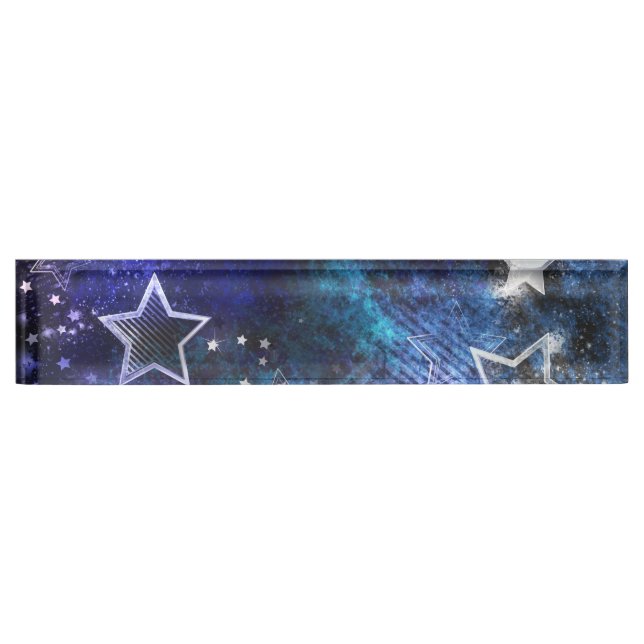 Space Background with Stars Desk Name Plate (Front)