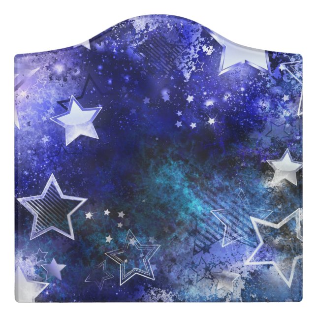 Space Background with Stars Door Sign (Large Crest Front)
