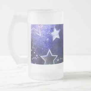 Space Background with Stars Frosted Glass Beer Mug
