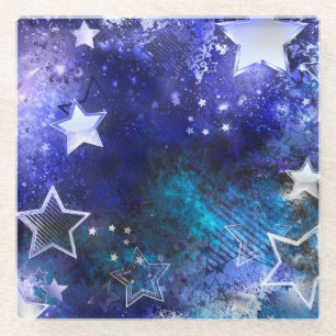 Space Background with Stars Glass Coaster