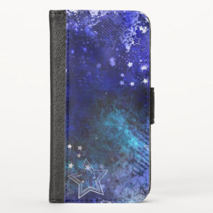 Space Background with Stars iPhone X Wallet Case