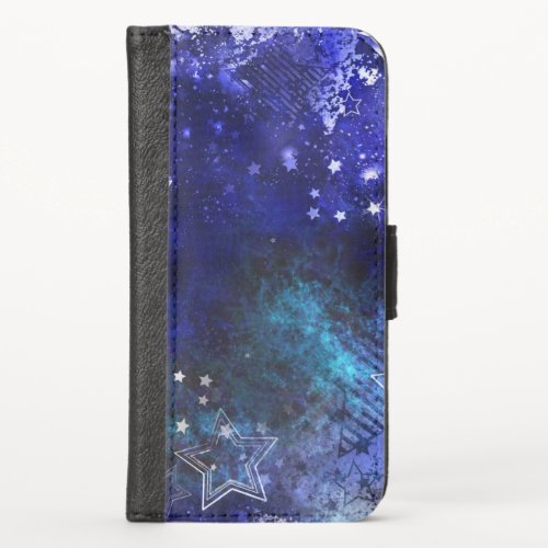 Space Background with Stars iPhone X Wallet Case