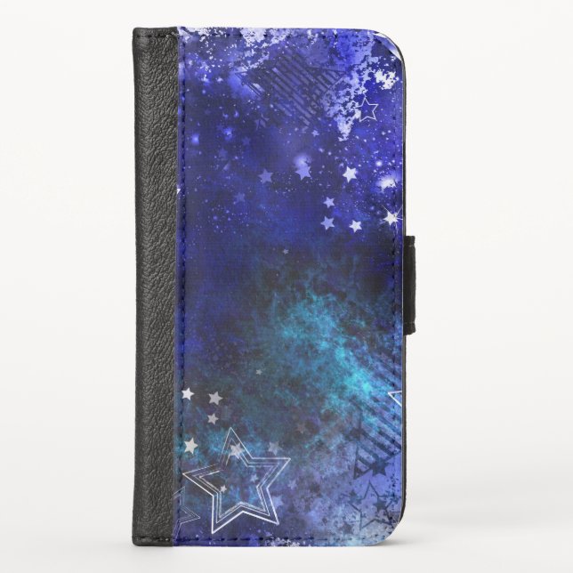 Space Background with Stars iPhone Wallet Case (Front)