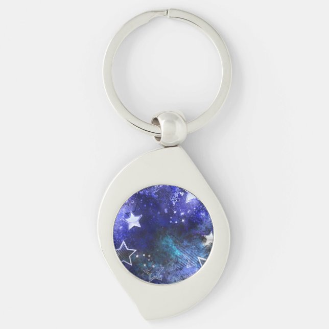 Space Background with Stars Keychain (Front)