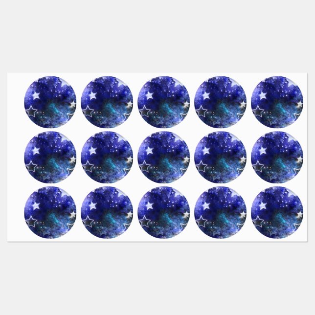 Space Background with Stars Kids' Labels (Sheet)