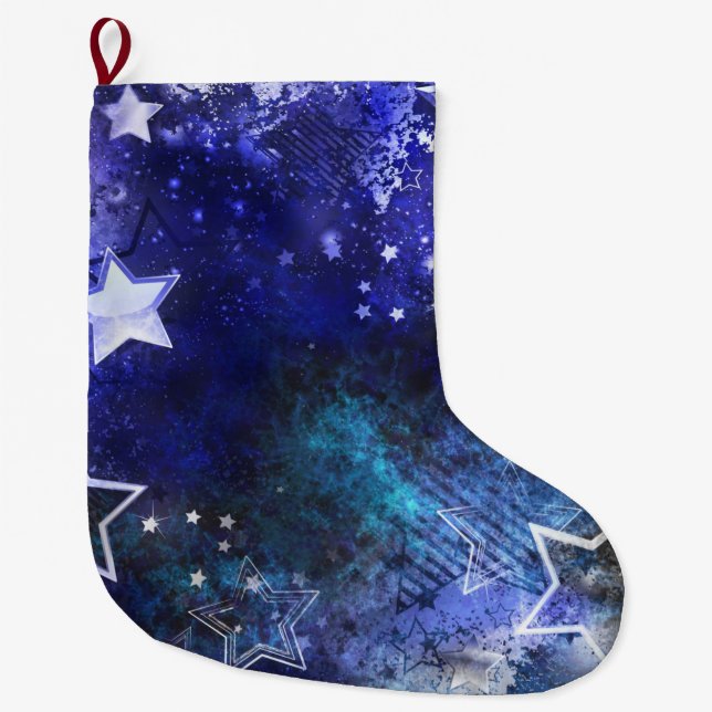 Space Background with Stars Large Christmas Stocking (Front)