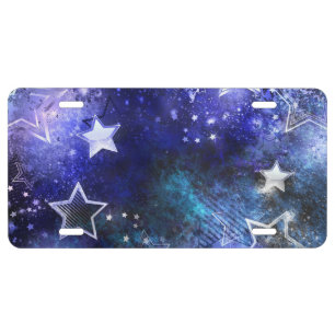 Space Background with Stars License Plate
