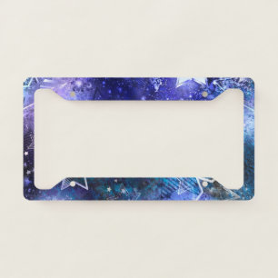 Space Background with Stars License Plate Frame