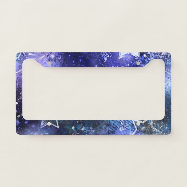 Space Background with Stars License Plate Frame (Front)