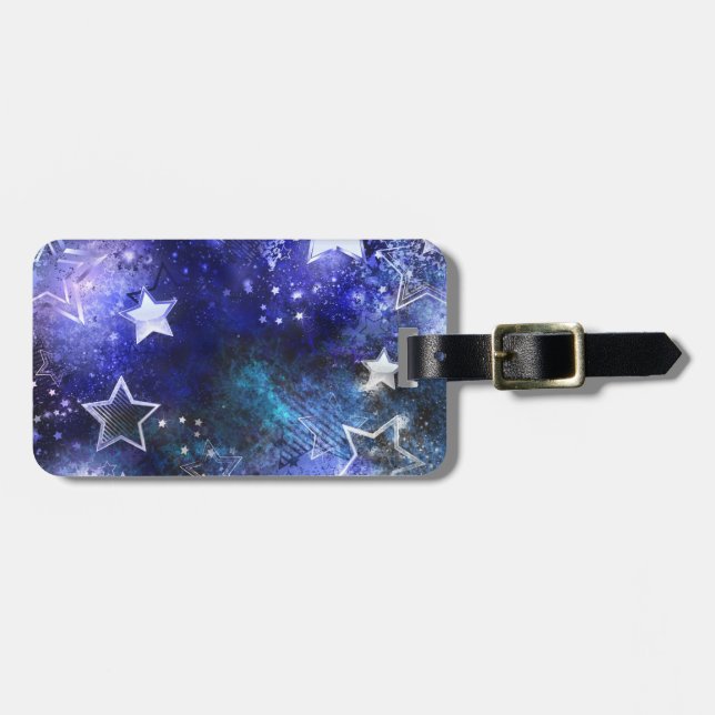 Space Background with Stars Luggage Tag (Front Horizontal)